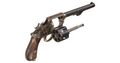 美國溫徹斯特公司在十九世紀七十年代生產的一把提交給海軍測試的轉輪手槍，它的彈巢是向右甩出，是名副其實的「右輪手槍」。