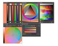 Krita 的一系列拾色器、混色器、量化颜色选择器、新调色板等面板