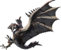 飞龙种的代表怪物雄火龙所拥有的就是典型的“双足飞龙”骨架，前腿完全进化为翅膀，后腿能够撑起身体直立行走
