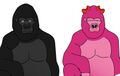 猩猩形态 左：虚拟大猩猩 右：粉红大猩猩