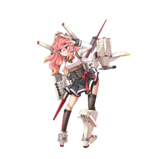 方案：发射器武器背包+把鱼雷整合到近战武器上。本方案中还在背后背负了一个装鱼雷的环形弹药架。示范者：《战舰少女》中的标枪。